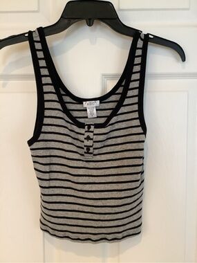 ADC Black & Gray Striped Scoop-Neck Tank